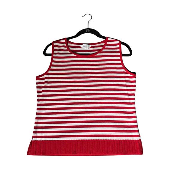 Misook Women's Sleeveless Knit Pullover Tank Top Red White Striped Size M - Picture 1 of 6